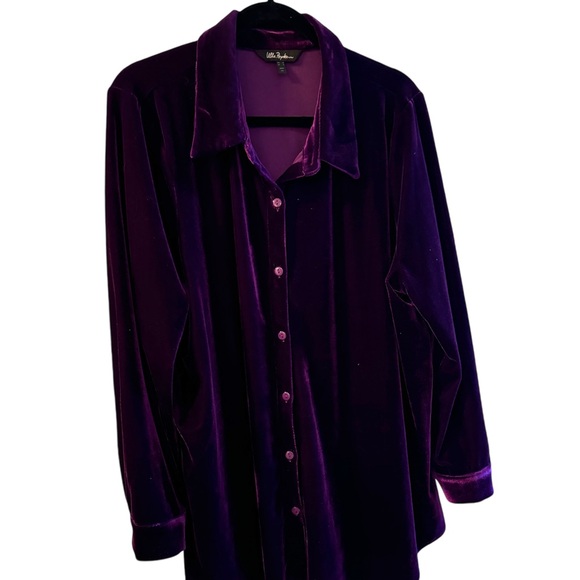 Ulla Popken  deep purple velour shirt in size 20 - Picture 6 of 7